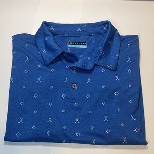 Men’s PGA TOUR Blue Polo with Geometric Design